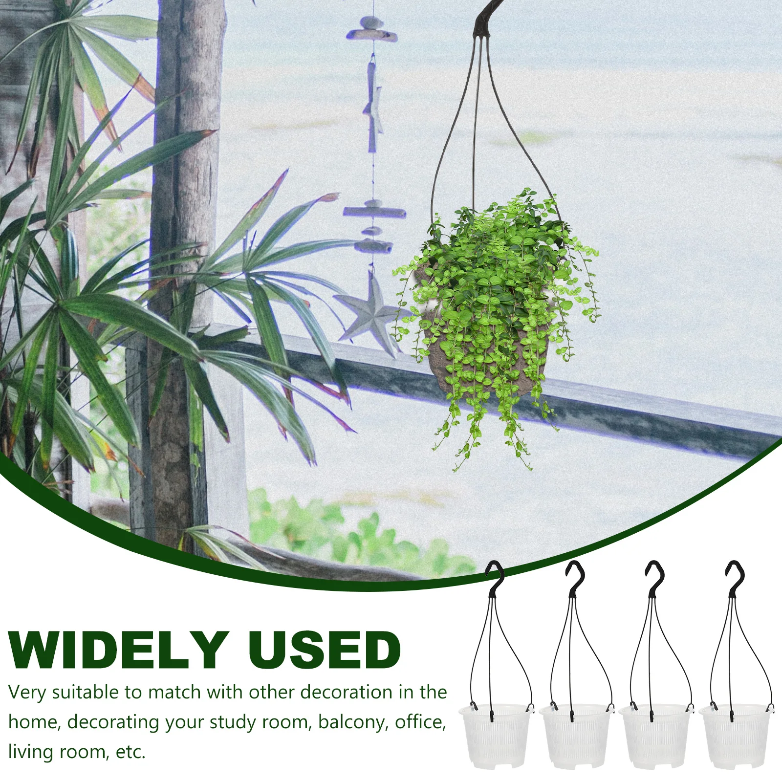 

Orchid Hanging Pot 4 Sets Succulent Wall Planter Indoor Plants Flowerpot Balcony Planting Pot Plastic Hanging Planter Round