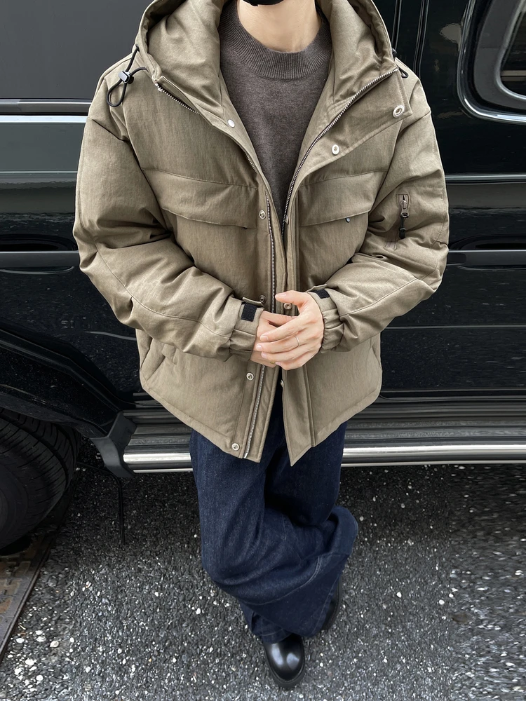 

American Sle Thi 90 down Filling Hooded Print Men's Winter Jaet Northern Sle plus Size Casual Wear Polyester Fiber