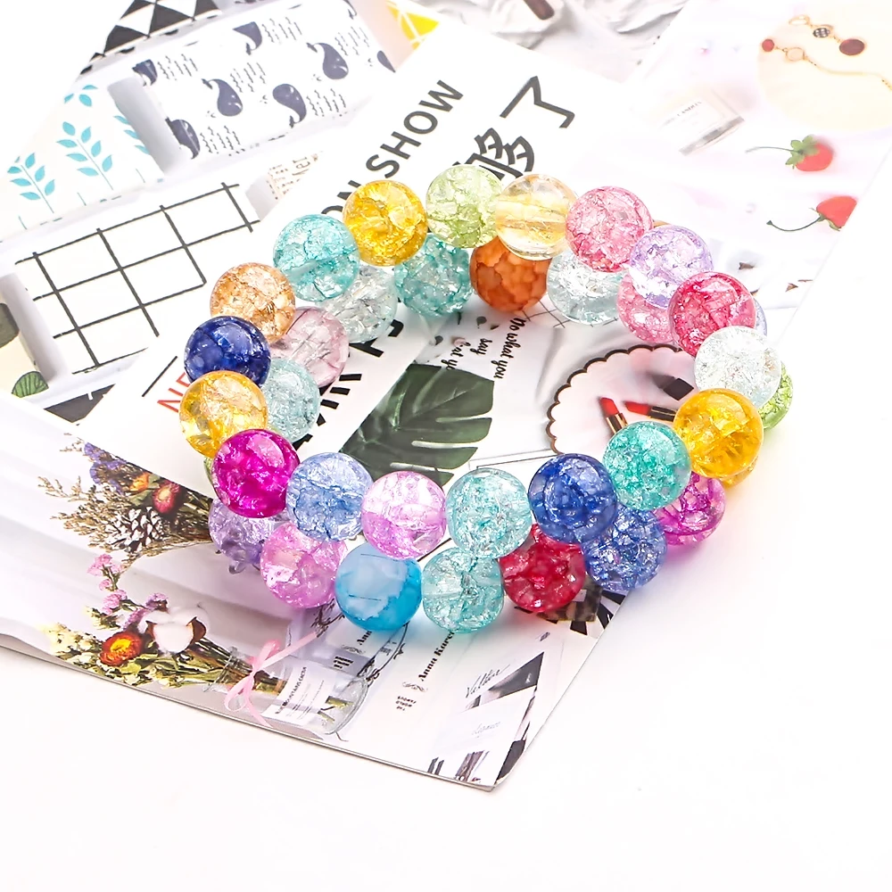 200Pcs/Box 8MM Crystal Glass Beads Crackle Round Spacer Beads Imitation Jade For Women DIY Making Charms Bracelets Accessories