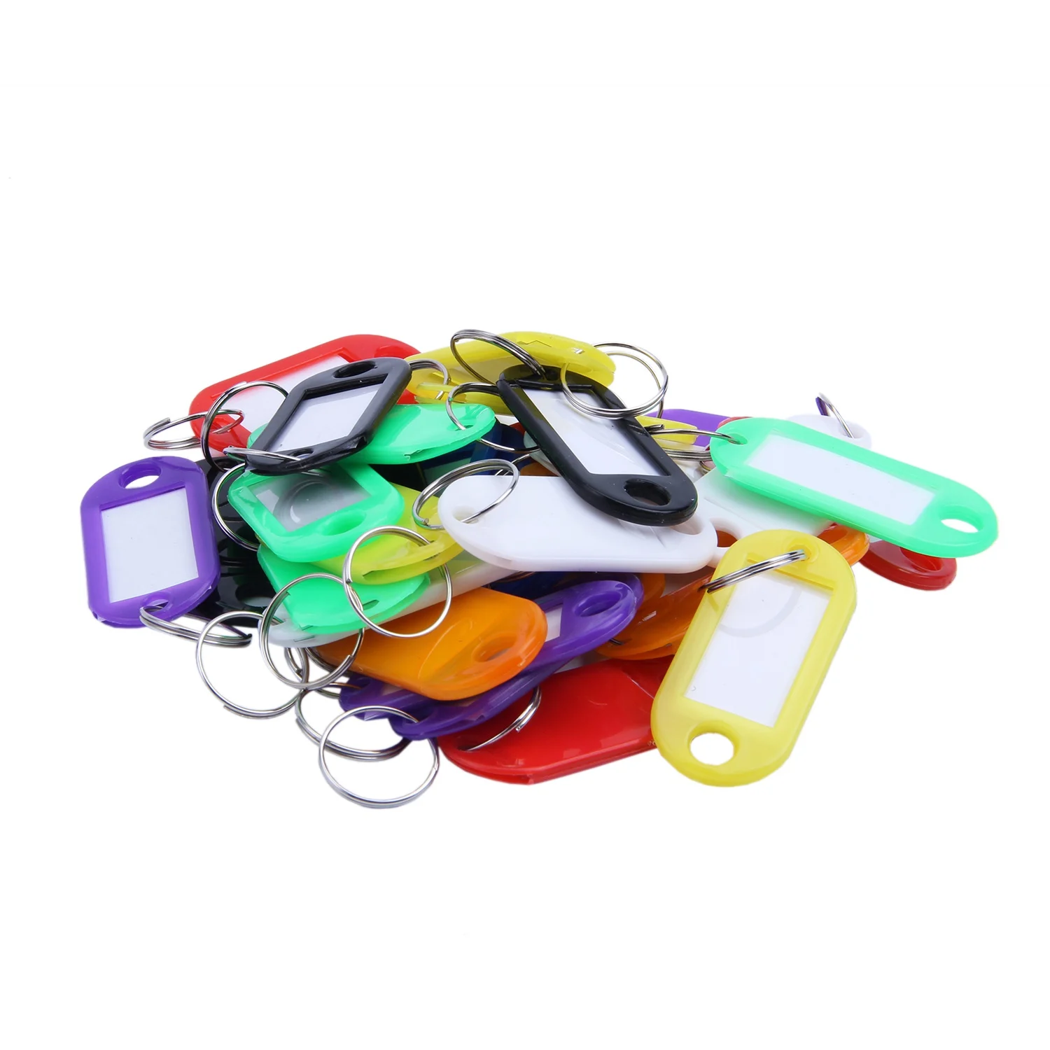 32x Multi-colors Plastic Key Fob ID Tags Luggage ID Labels with Split Ring Keyring