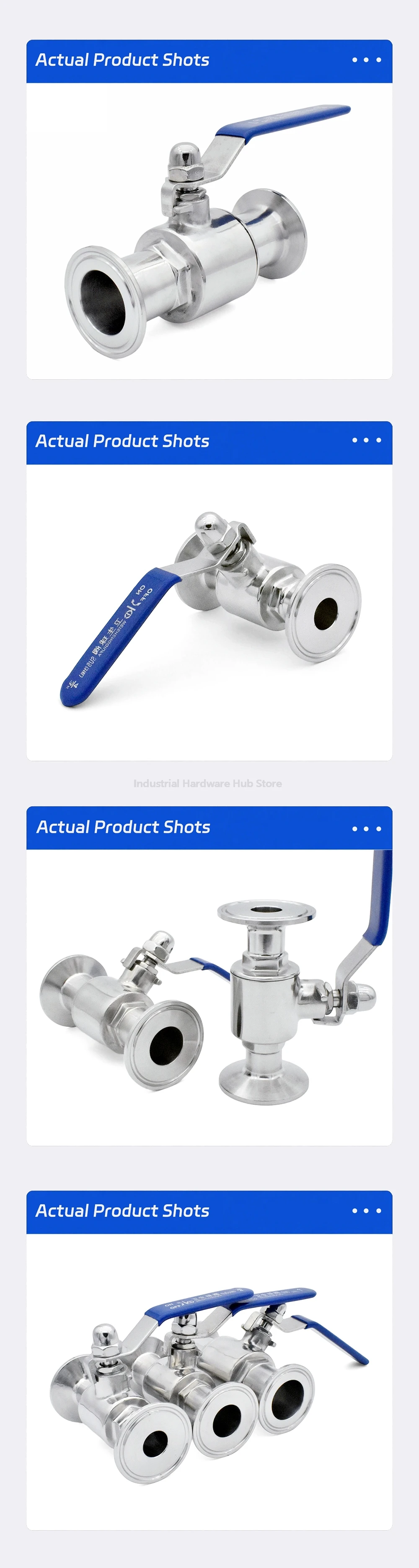 304/316L Edelstahl Sanitär-Kugelhahn, 3/4" 1" 1-1/2" 2" Tri-Clamp Ferrule OD 25,4-64mm, für Lebensmittel/Molkerei/Hausbrauerei – Detail 4