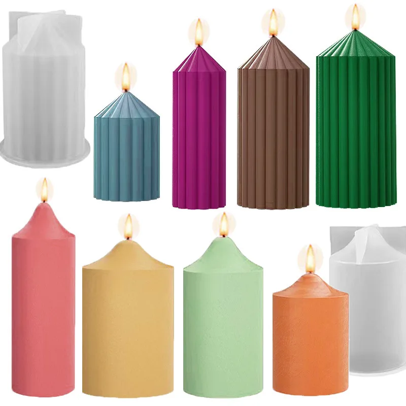 

Striated Cylinder Silicone Candle Mould DIY Spire Geometry Soap Resin Plaster Making Tool Cone Chocolate Mold Home Decor Gifts