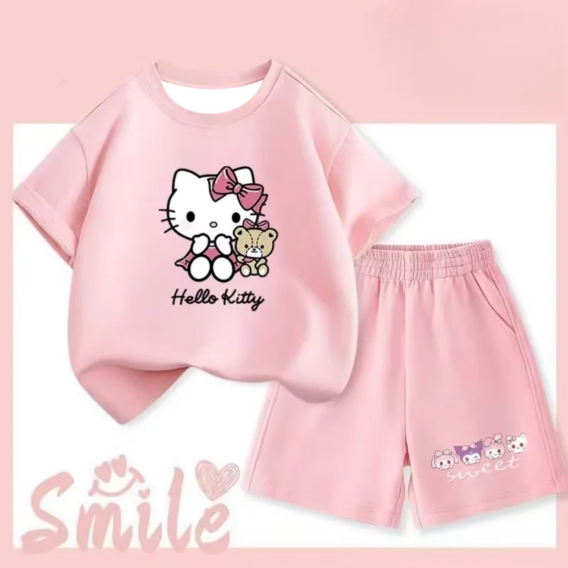 

2026 Summer Fashion New Sanrio Cartoon Pattern Outdoor Simple Leisure Cute Set 3D Printed Fashion Y2K Style Large Size Set