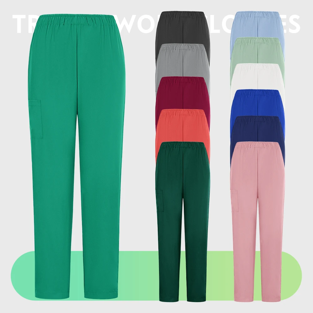 スクラブユニフォームセット医療看護手術スクラブユニフォーム半袖トップス+パンツ通気性弾性作業服卸売