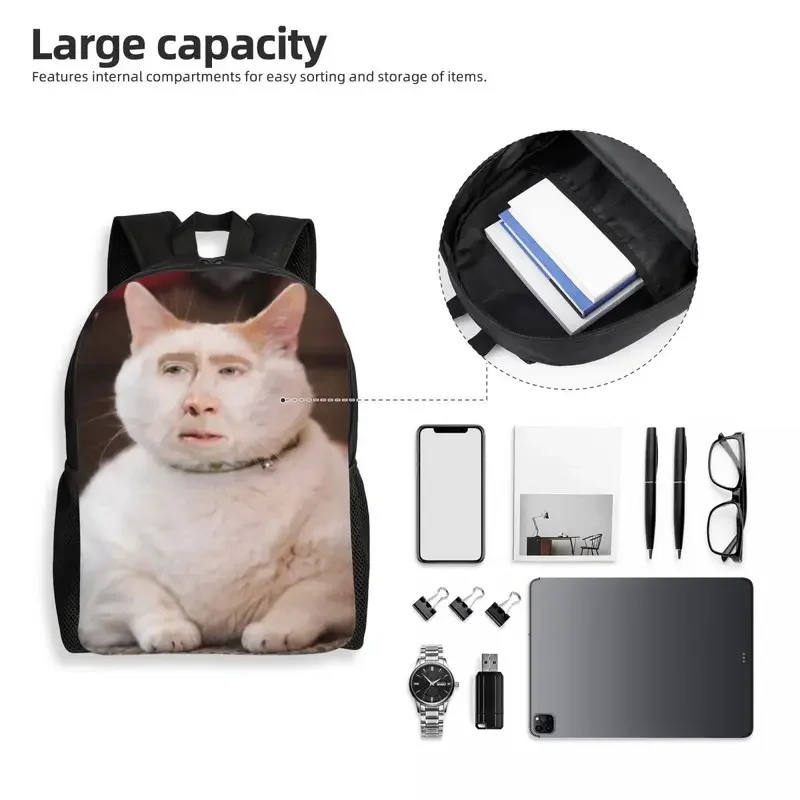 Personalized Nicolas Cage cat meme backpacks men women casual bookbag for college school bags