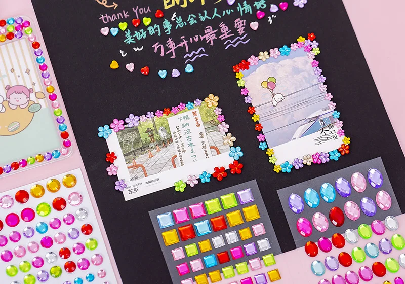 1-6 Blatt 3D-Edelstein-Acryl-Kristall-Aufkleber für Kinder, DIY-Dekoration, selbstklebend, Juwel, Basteln, glitzernde Strass-Aufkleber, Mädchen-Geschenke – Detail 7