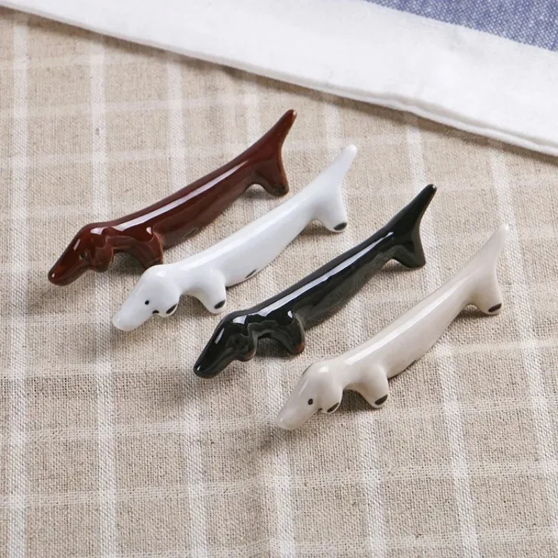 Japanese Kawaii Ceramic Animal Dachshund Badger Dog Mini Desktop Decor Cute Anime Figurine Ornament Gift