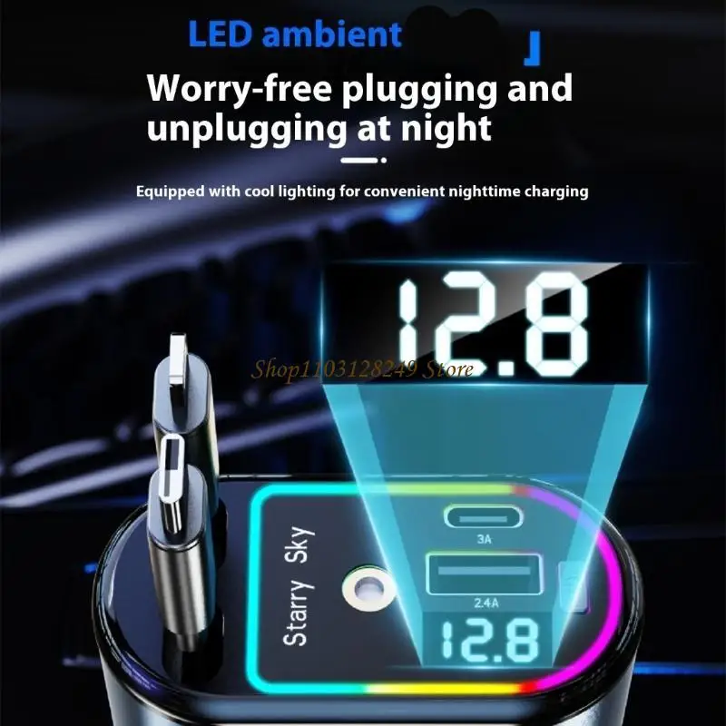 N5KD 120W 4 Port Car Device With Digital Display Tall Power Output For Multiple Devices Permanent Metal Building