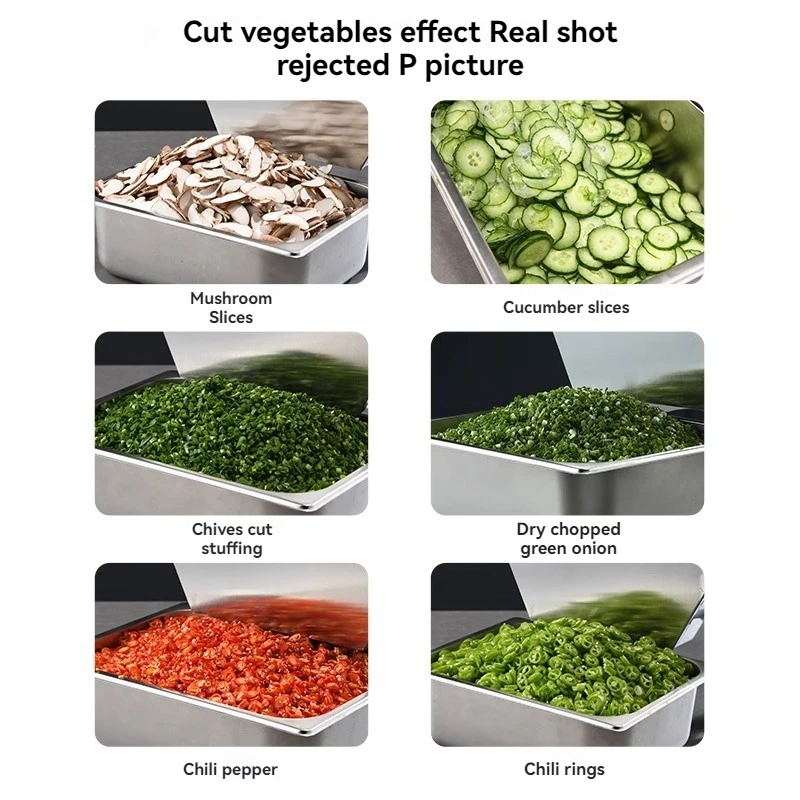 Small Tabletop Chopped Green Onion Machine Commercially Used Chili Rings Shredded Slices Vegetable Cutter Adjustable Thickness