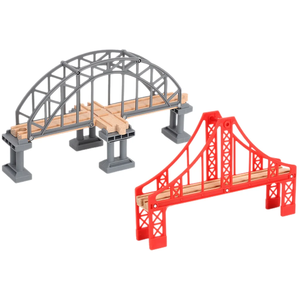 2 Pcs Train Bridge Model Toy Accessories Track Pretend Replacement DIY Accessory Railway Plastic for Trains