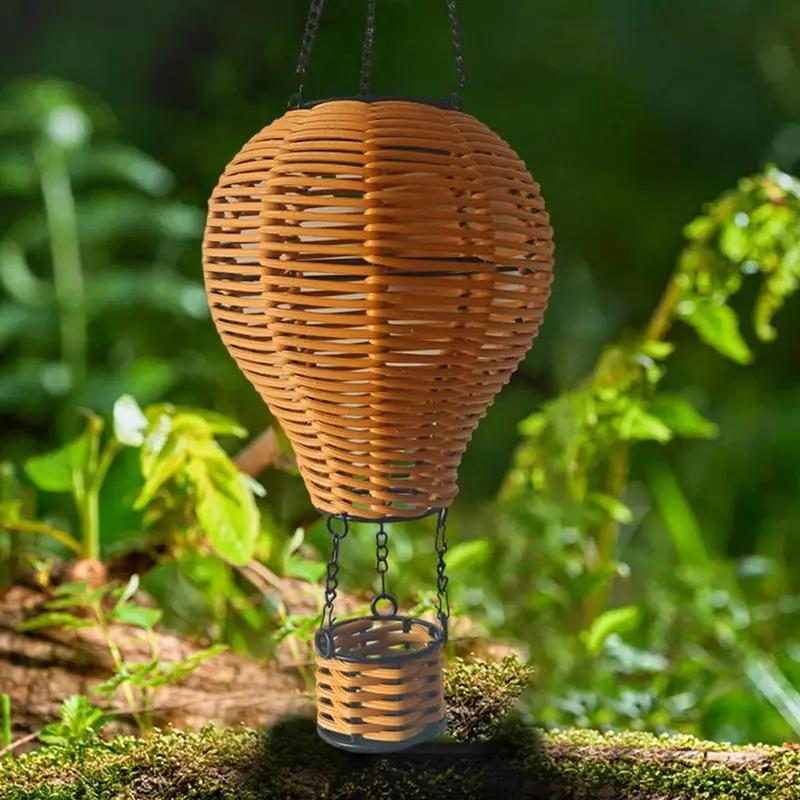 Lanterne en rotin lustre solaire conception de ballon à Air chaud résistant aux intempéries lampe lumineuse moderne éclairage suspendu pour porche jardin