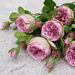 Hoge kwaliteit simulatie enkele tak 3 rozen thuis woonkamer eettafel bruiloft decoratie nep kunstbloemen goedkoop