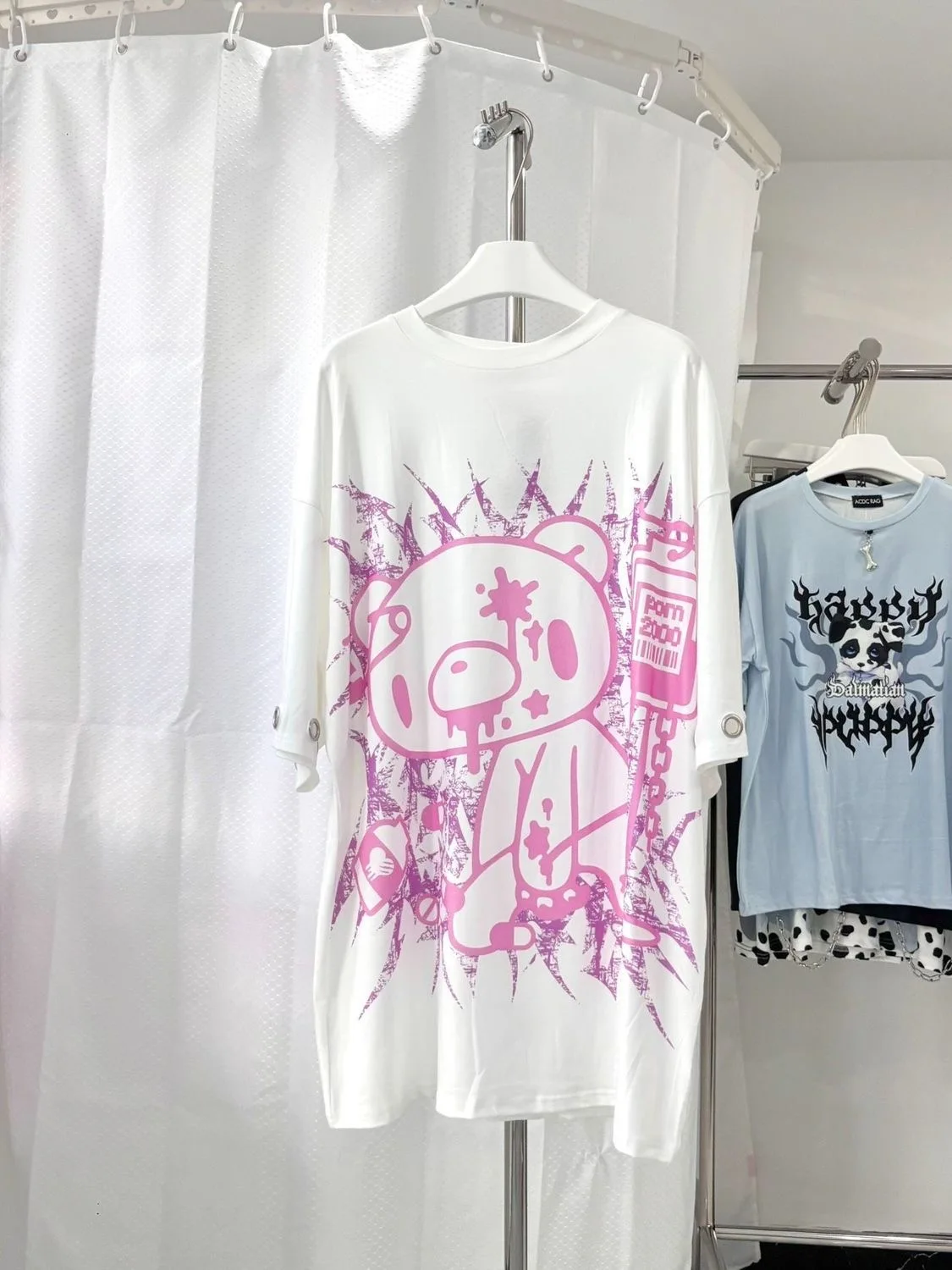 Gothic Punk Y2K Subculture Visual Bear Pixelated Short Sleeve T-Shirt Women Summer Lightweight Top Loose Fit Rock Style