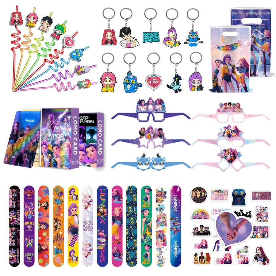 

Kpop Demon Hunters Party Favors Slap Bracelets Stickers Keychains Birthday Party Decorations Gift Bag Christmas Stocking Fillers