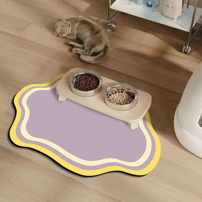 

Non-Slip Cat Feeding Mat-Leak-Proof Easy To Clean Durable Silica Mud Material Perfect for Cats Pet Food Storage Durable Cat Mat