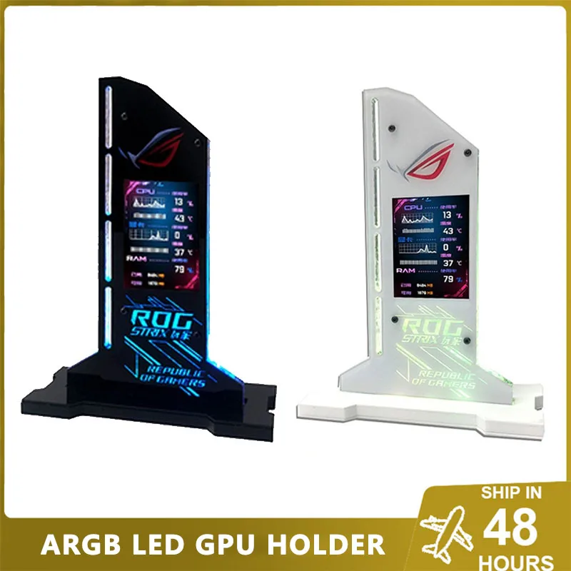 

RGB GPU Bracket With 2.4 Inch LED Temperature Display 3090 4090 ROG VGA Holder Vertical DIY Gaming Monitor AURA SYNC AIDA64