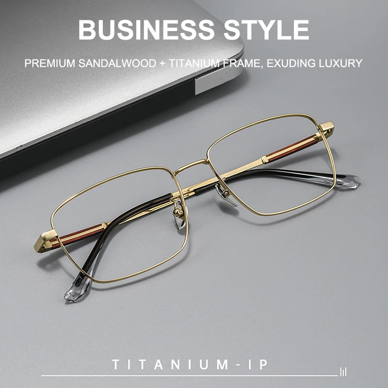 Titanium Palissander Full-Frame Brilmonturen Heren Business Casual Oversized Frames Ultralichte Brillen Modebrillen