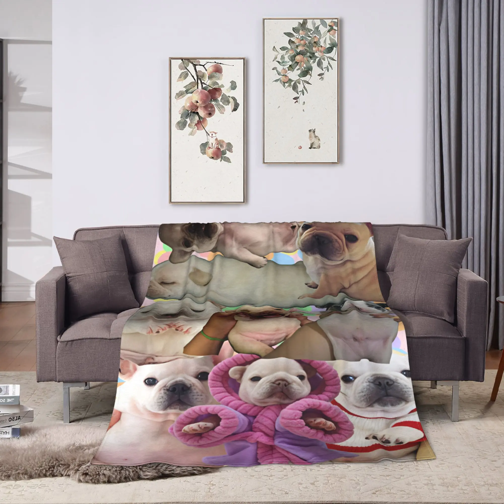 Pibble Meme Wash My Belly Flannel Blanket  Soft Bedding Throws for Couch Bed Decorative Street Trend Bedspread Sofa Bed Cover