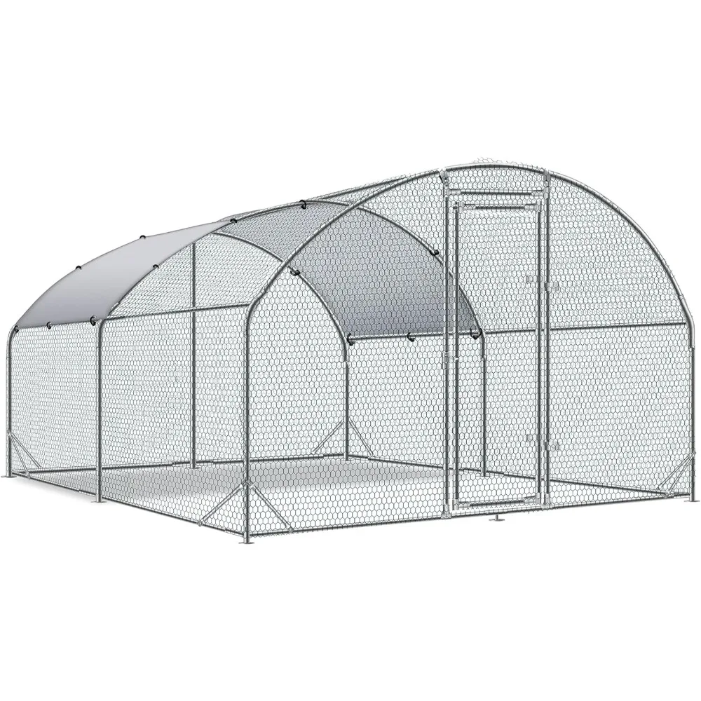 

Large Metal Chicken Coop Upgrade Tri-Supporting Wire Mesh Chicken Run,Chicken Pen with Water-Resident and Anti-UV Cover,Duck Rab