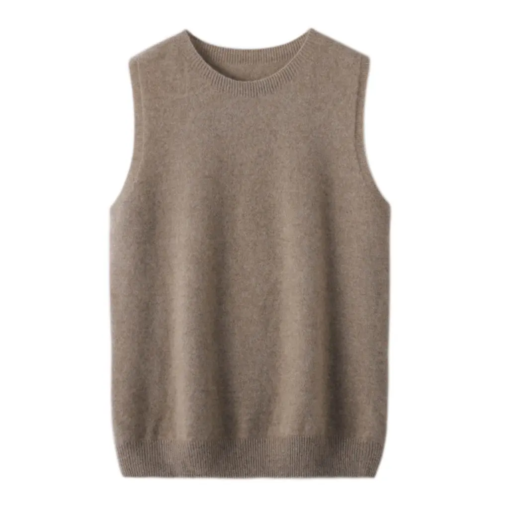 

Women's Sleeveless Vest round Neck Wool Sweater Seamless Outerwear Pullover Spring Autumn First-line Clothing