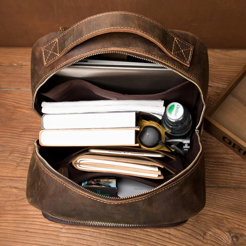 Genuine Leather Laptop Backpack Handmade Vintage Rucksack Men Business School Book Daypack Designer Weekend Shoulder Bag