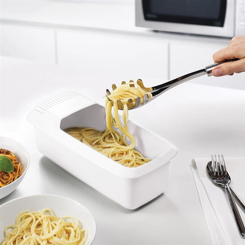 Microwave Noodles Pasta Cooker With Strainer Plastic Spaghetti Vegetable Steamer Dishwasher Kitchen Accessories No scale lines