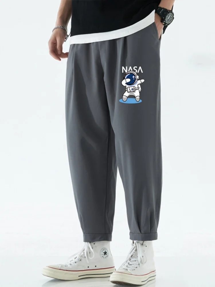 

Ice Silk Men's Summer Thin Casual Sports Pants Loose Youth Harlan Long Trousers Faionable Loose Cuffed Sports Trousers