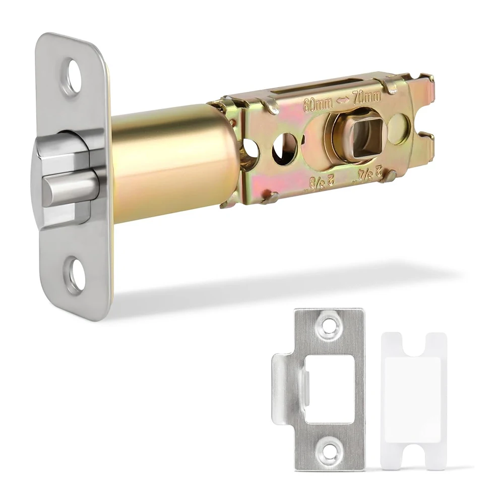 Adjustable Deadlatch 2-3/8'' or 2-3/4'', Keyed Entry Door Lock 45° Turning Angle Replacement Latch ,Smart Door Lock Deadlatch