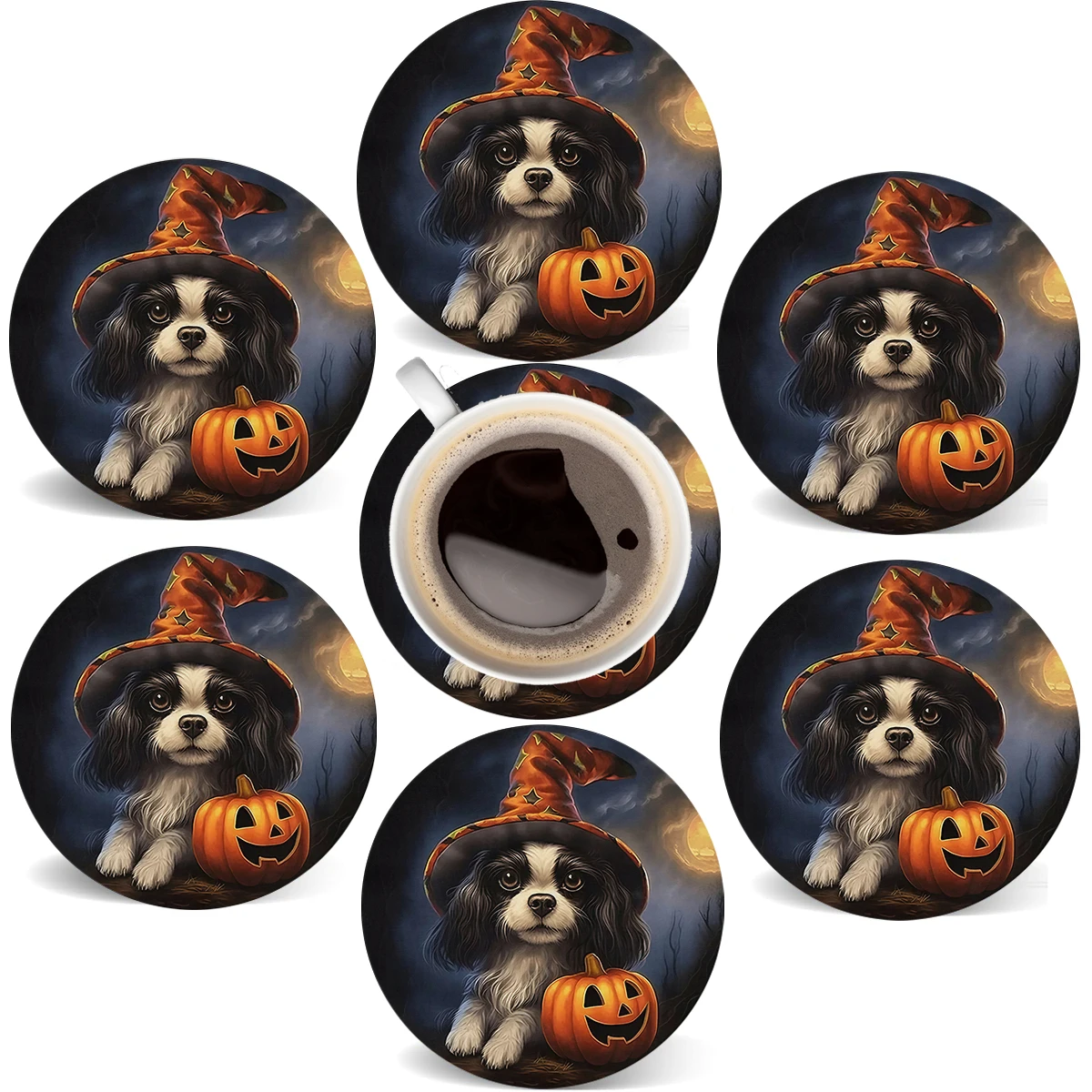 

6Pcs 2D Flat Round Heat Resistant Wooden Mat Drink Cup Coasters Coffee Hot Drink Mug Table Placemat Car Kitchen Accessories