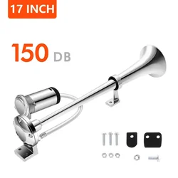 Universal 17inch Single Trumpet Car Air Horn 12V Compressor 150DB Super Loud Air Hose Car Horn Speaker for Truck Boat Motorcycle