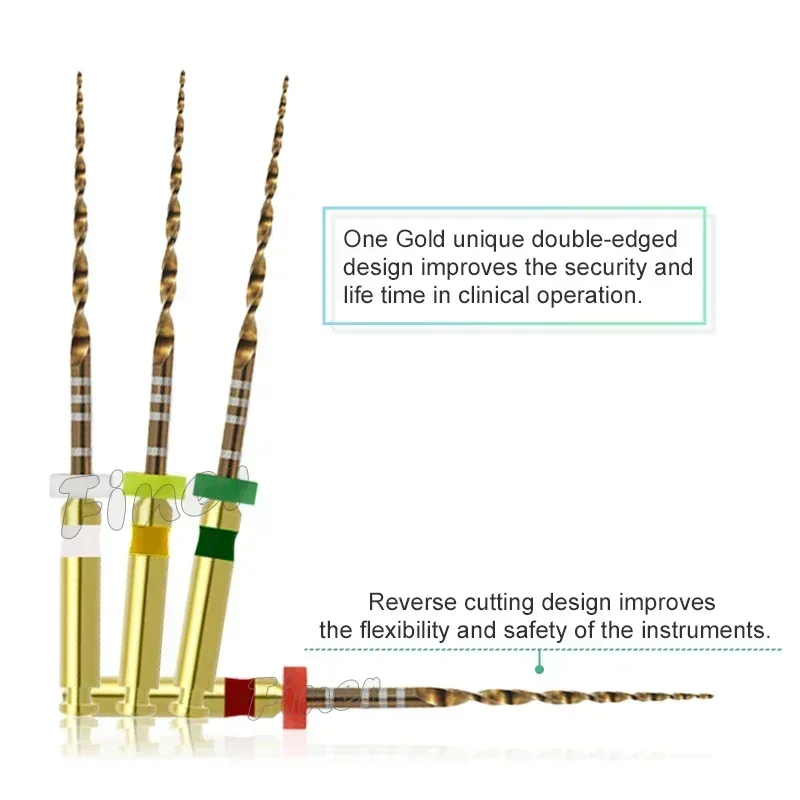 Dental Rotary Wave Gold Endo One Files Endodontic Reciprocating Niti Endo Files for Root Canal Preparation Endodontic Treatment