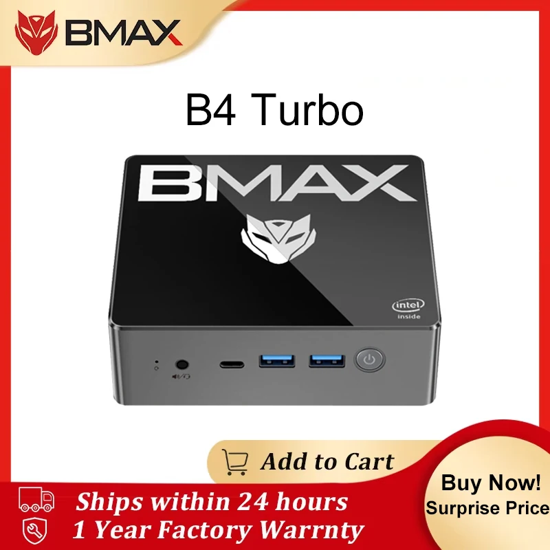 BMAX B4 Turbo كمبيوتر صغير Intel N150 16GB 512GB SSD ويندوز 11 قطعة كمبيوتر صغير للأعمال المنزل كمبيوتر مكتبي صغير