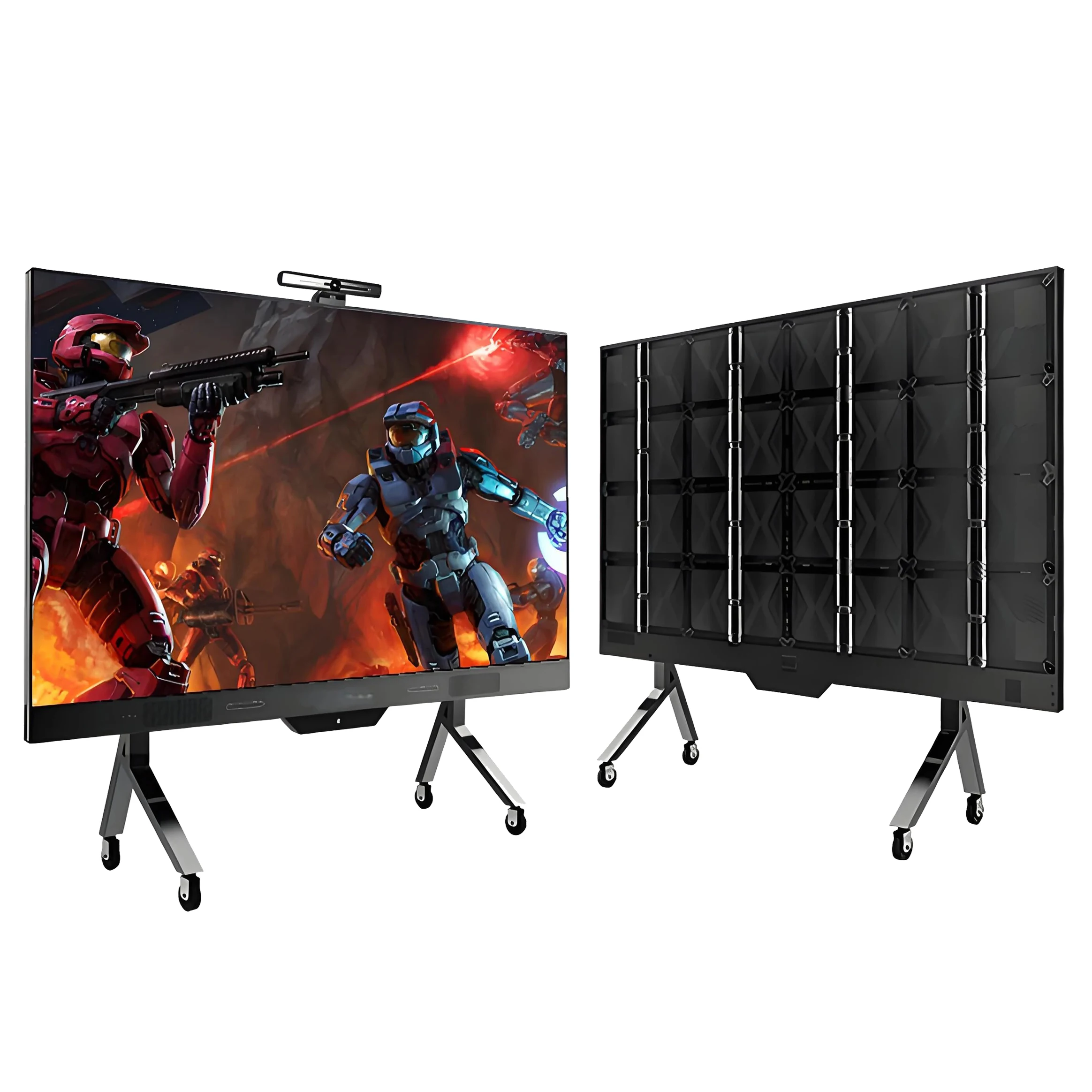 108 136 163 Inch Ultra Slim All In One Mobile Commercial LED TV Large Screen Conference Meeting Room Display