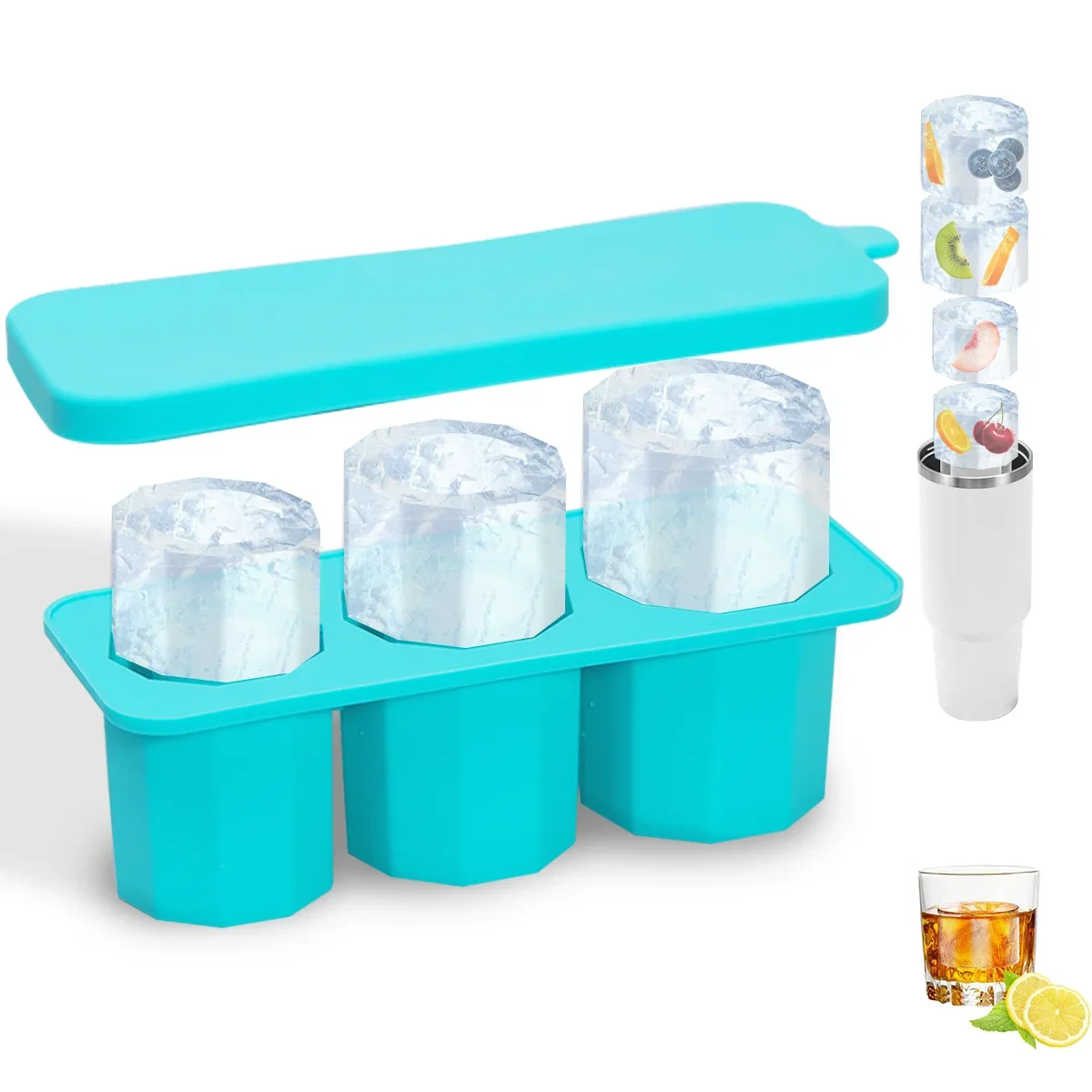

Leeseph Ice Cube Mold for Stanley Cup, Silicone Ice Cube Tray with Lid, Hollow Ice Mold for Chilling Cocktails, Coffee, Whiskey