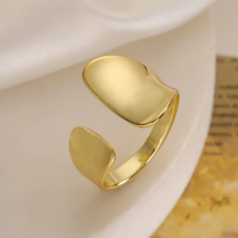 GANPUP Minimalistischer Polierter Verstellbarer Offener Ring für Frauen, Alltagsschmuck, Trendiger Goldfarbener Fingerring, Schmuckgeschenk – Detail 4
