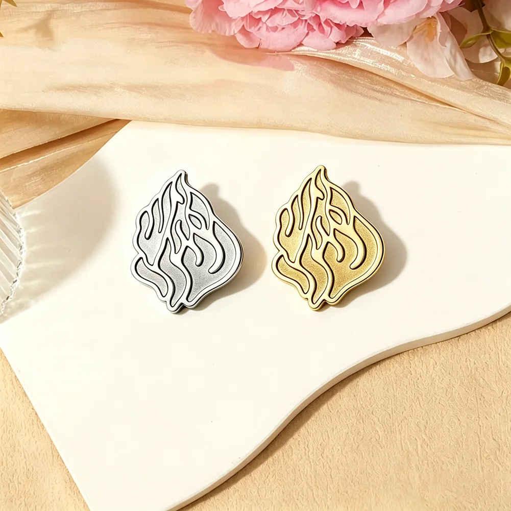 Stylish Flame Shape Brooch Pin for Women Men Stainless Steel My Fire Symbol Lapel Pin Vintage Spiritual Amulet Badge Jewelry