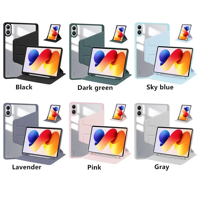 

Чехол для Redmi Pad 2 Pro 12,1 дюйма, 2025 г., вращающийся с держателем для карандашей, акриловая задняя часть, чехол для планшета Xiaomi Redmi Pad 2 Pro 12,1 дюйма