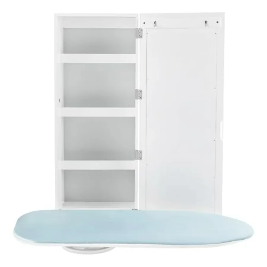 

Настенный шкаф для гладильной доски с зеркалом, складной, экономящий место, белый, многофункциональная гладильная станция для дома