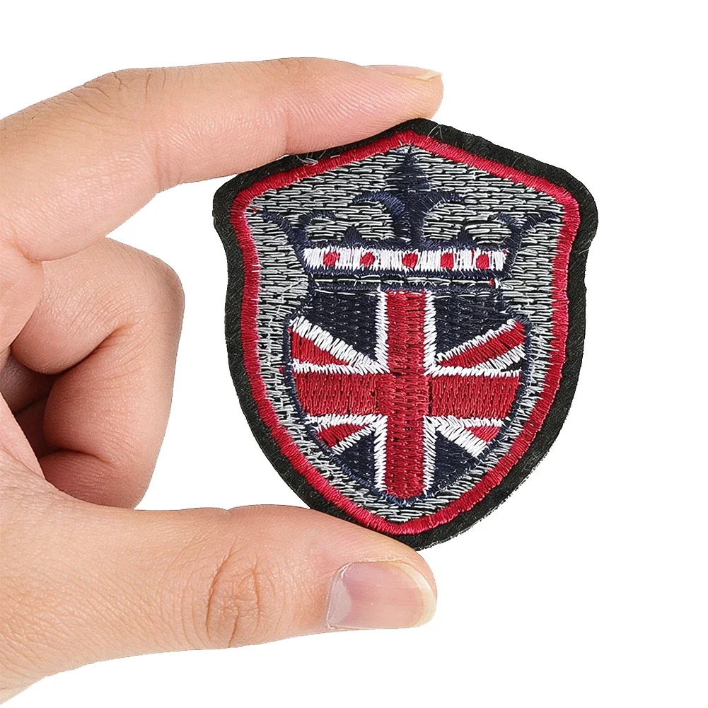 Embroidered British Shield Patch UK Flag Iron On Sew On Badge Military Style Union Jack Applique Hat Jacket Backpack DIY Decor