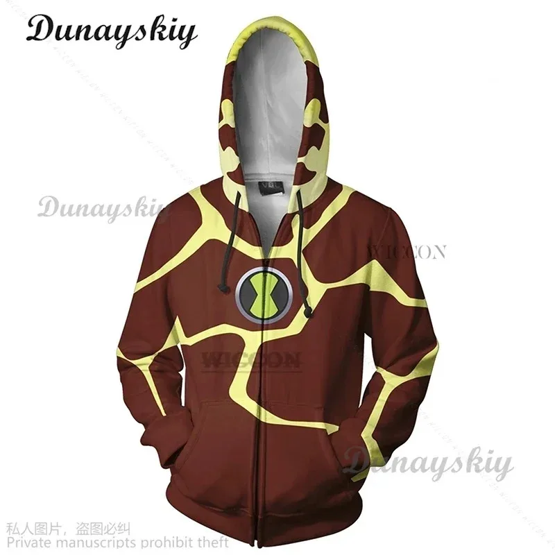 Anime Ben10 Tennyson Cosplay Hoodie Cartoon Pullover Hooded Sweatshirt Adult Men Fantasia Cos Jacket Sweatshirt Streetwear Coat