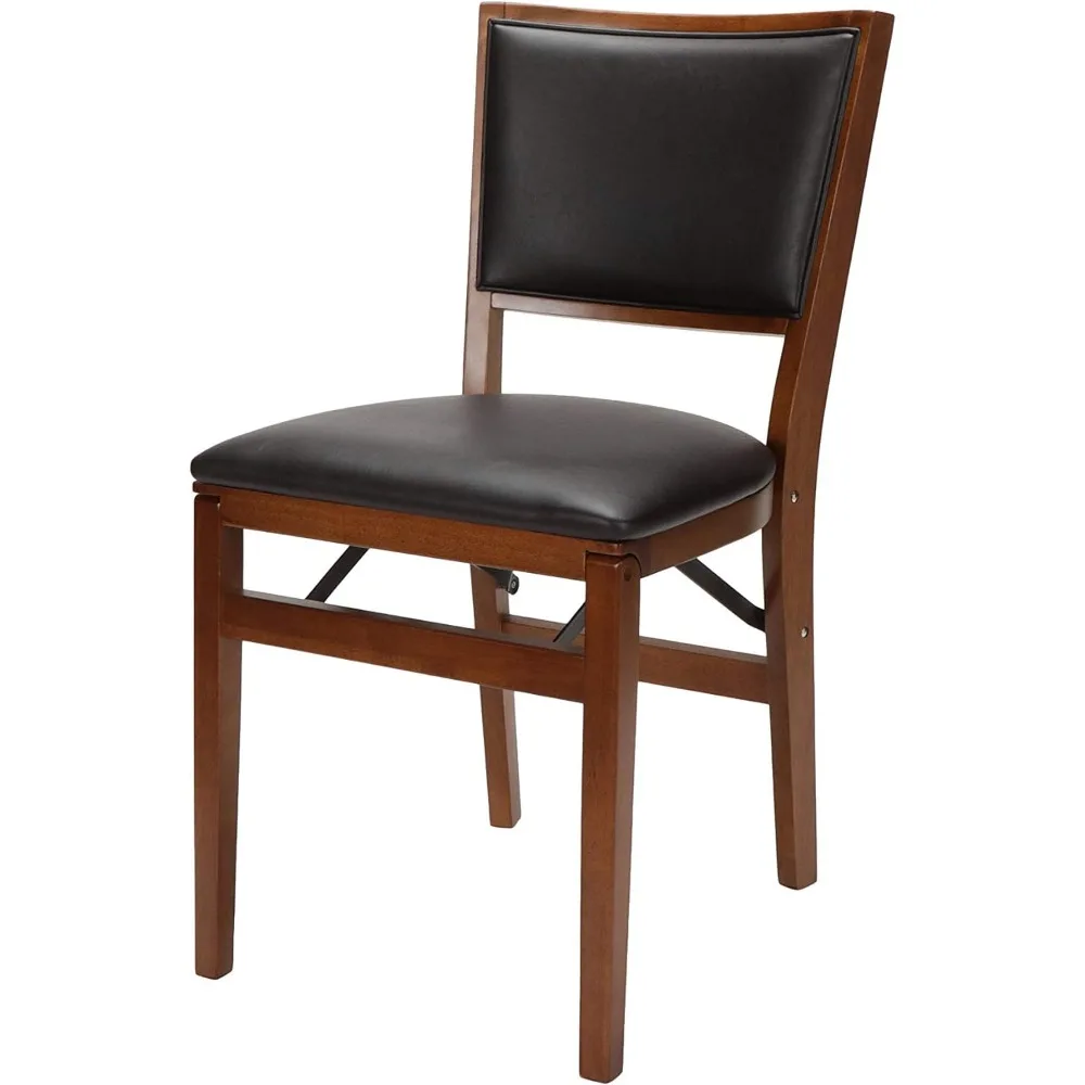 Stakmore Retro Gestoffeerde Rugklapstoel Fruithout Afwerking, Set Van 2