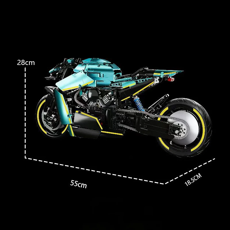 En STOCK MOC técnico 1:5 motocicleta coche deportivo bloques de construcción modelo de ensamblaje juguetes para niños conjunto de regalo de Navidad