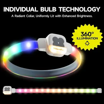 Mewoofun Light Up Dog Collar LED with USB Rechargeable Glow in The Dark Waterproof Dog Necklace with 6 Flashing Modes for Dogs 3