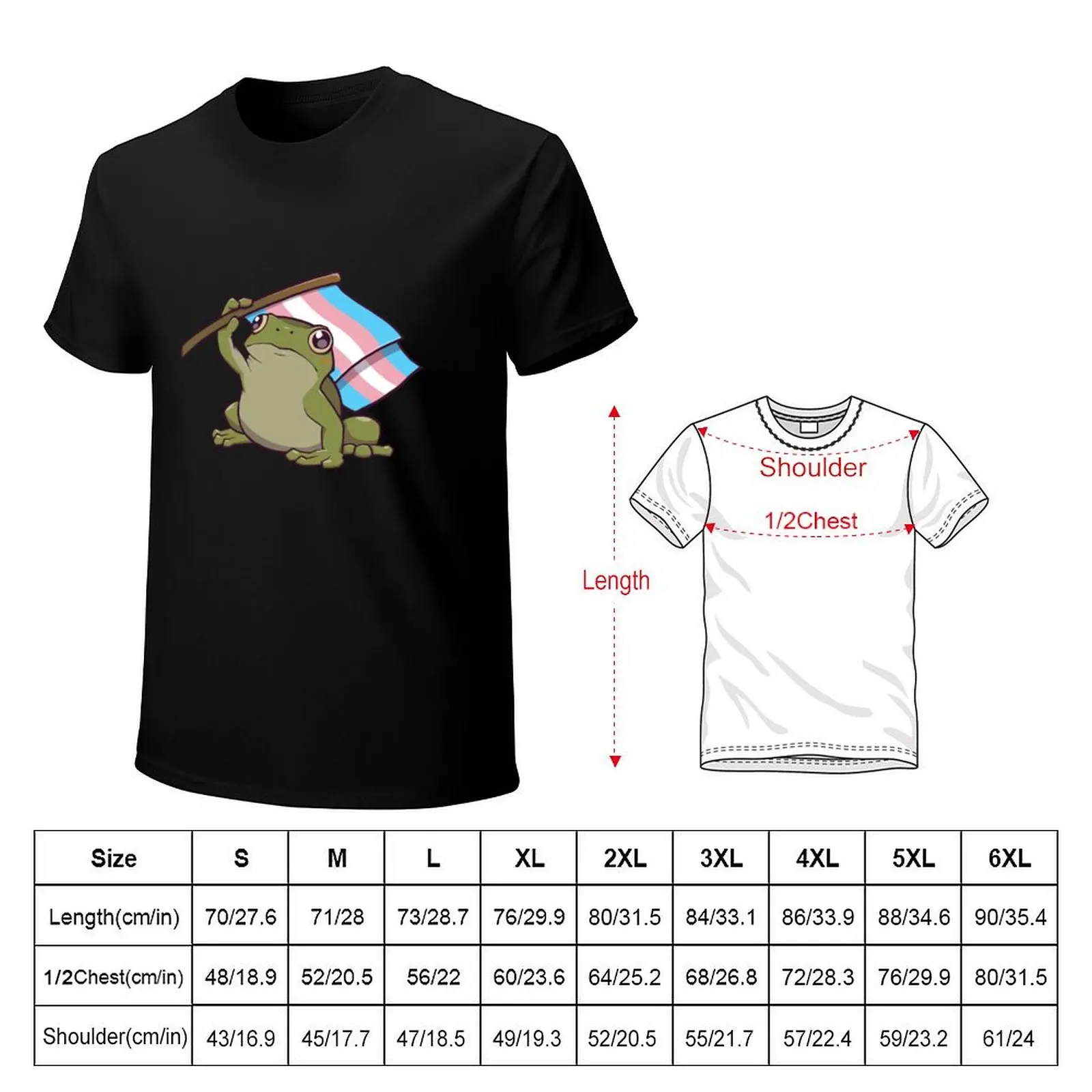 Transgender Pride Flag-Holding Frog T-Shirt Work Style Casual T-Shirt
