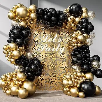 生日派對氣球拱門黑色金色乳膠氣球套裝 40歲生日裝飾 畢業新年 2024裝飾 10 最佳銷售 畢業裝飾 - №7