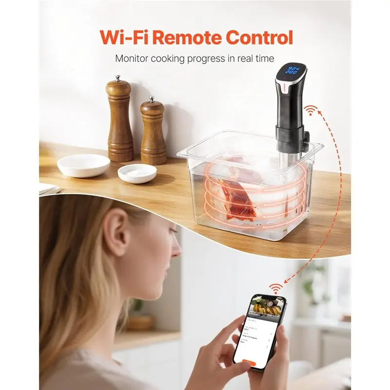【EXCLUSIVE】Sous-Vide Cooking Machine 1100W, WIFI Enabled Immersion Circulator With LCD Touchscreen, App Control Precision Cooker
