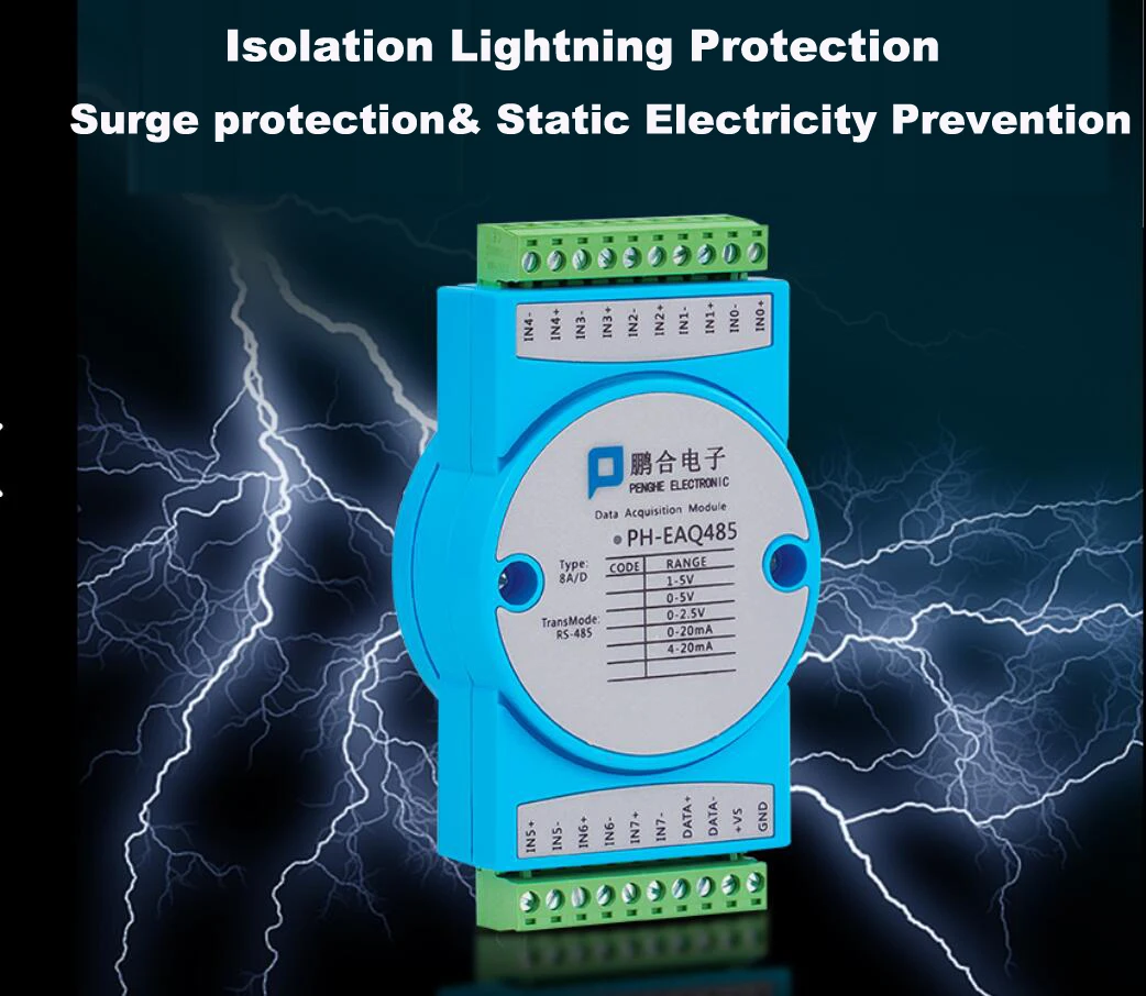 Modul akuisisi sinyal Analog 8 saluran arus tegangan 4-20mA sampai RS485 isolasi Modbus industri