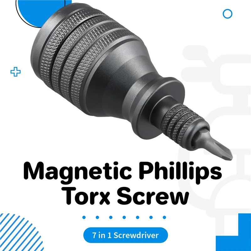 Мини-отвертка AB15-7 в 1, титановая отвертка 1/4 дюйма, магнитная отвертка Phillips Torx, набор бит, инструменты для домашнего ремонта
