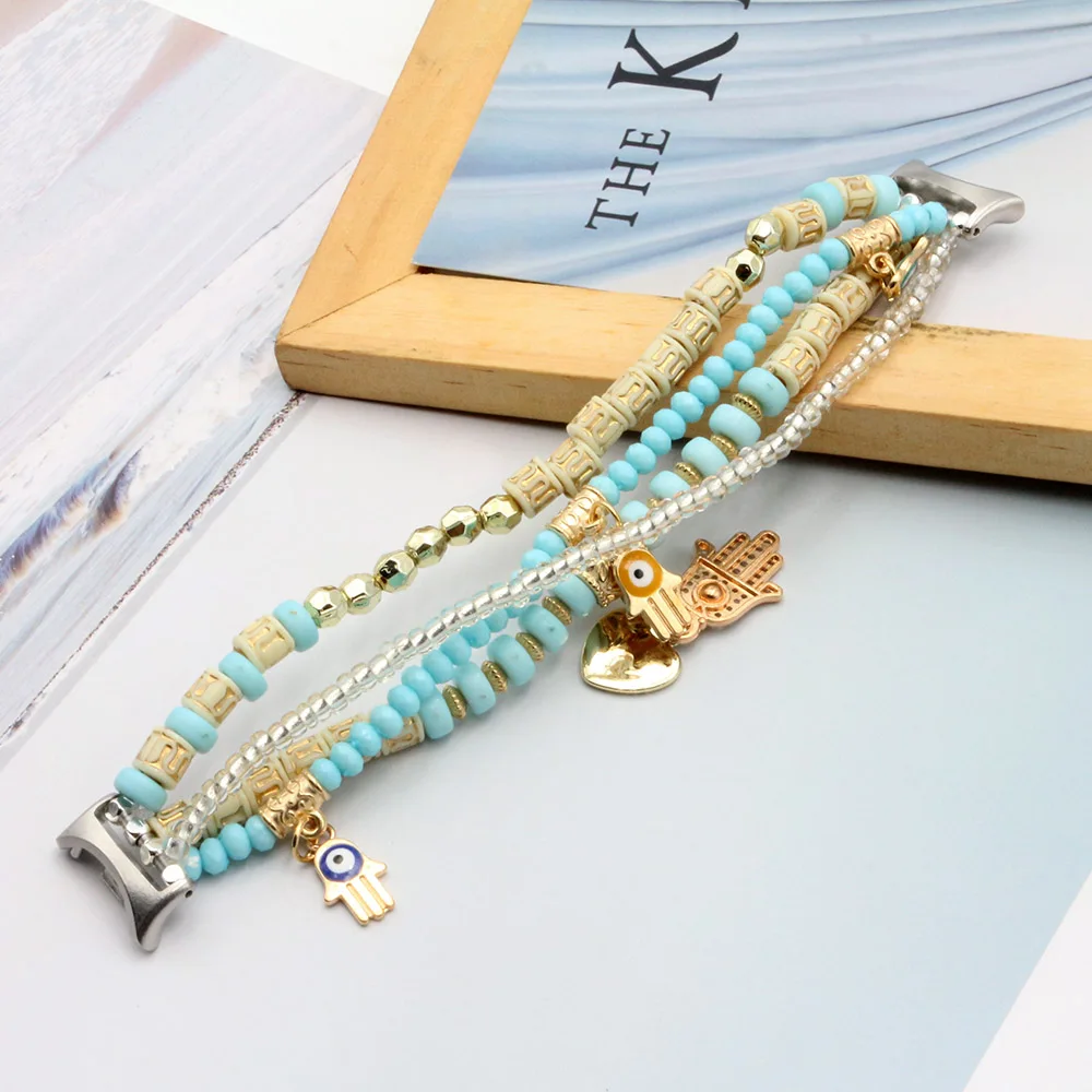 Mi Band 9 Bracelet Women Luxury Dressy Wristband for Xiaomi Smart Band 8 Beaded Strap Accessories Colorful Boho Stylish