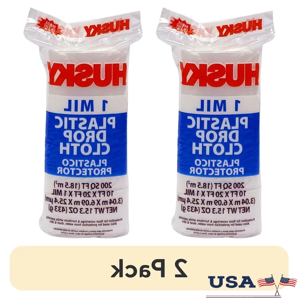 

Прозрачная пластиковая ткань, 2 упаковки, 10 футов x 20 футов, сверхпрочный защитный чехол, проекты «сделай сам», одноразовый, многоразовый, легкий, безопасный